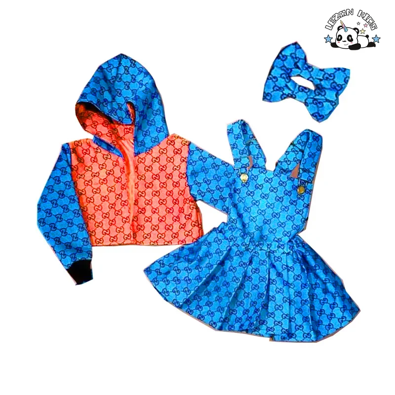 LEZONKIDS - Customizable Fashion Kids Clothing Two Piece Sets Baby Girls Top with Dress OEM Cotton Style